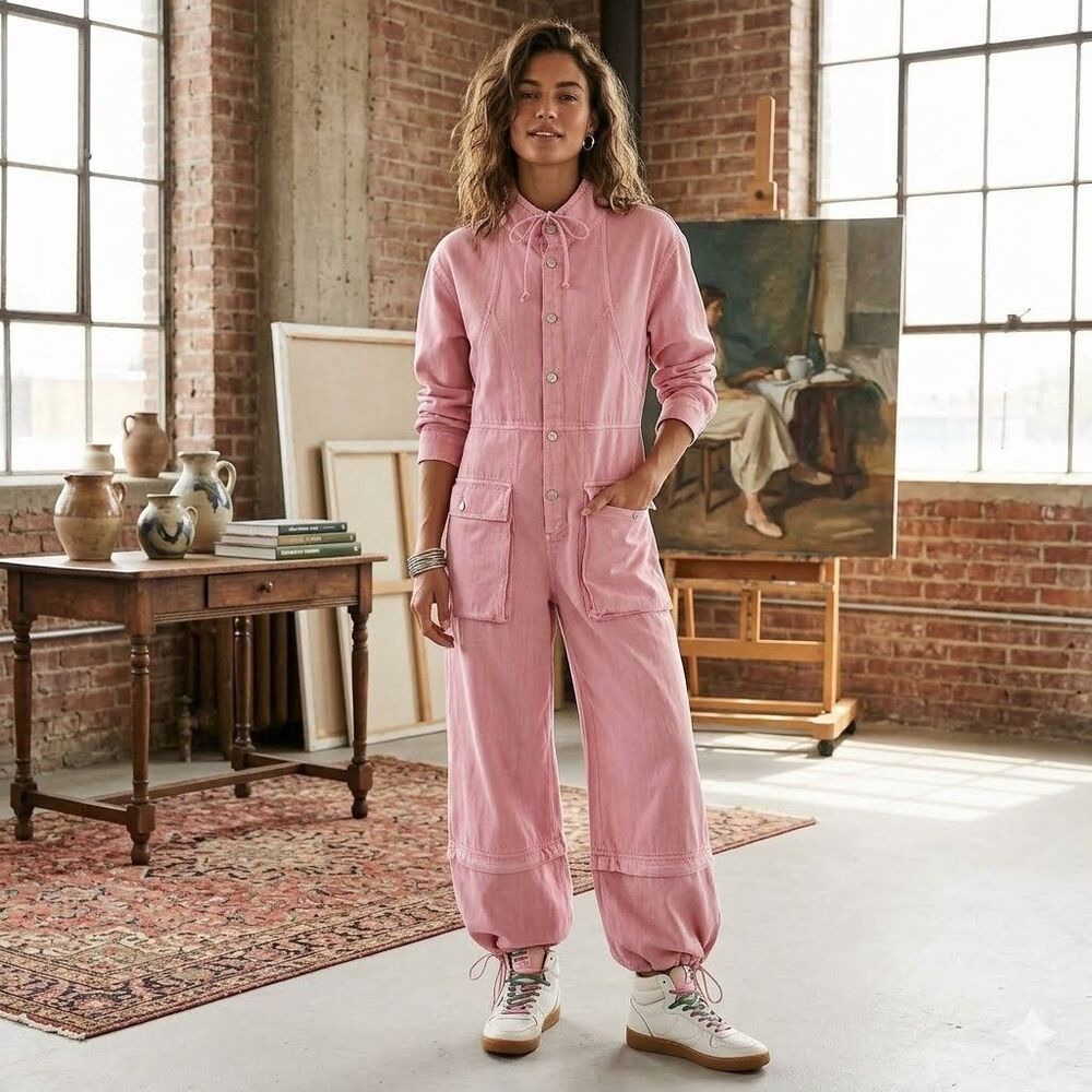Free People We The Free High-Line One-Piece Jumpsuit Twill Dress Cotton S 289403